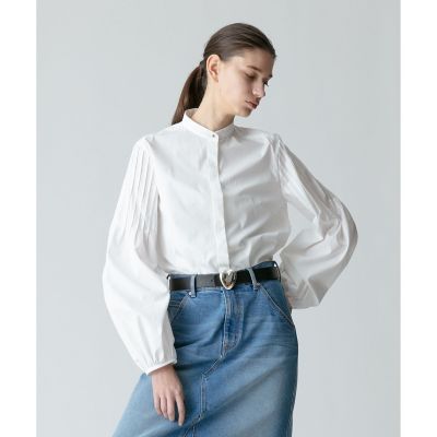 ＜allureville (Women)＞綿ブロード袖ピンタックブラウス