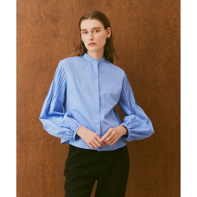 アルアバイル　allureville 綿ブロード袖ピンタックブラウス　ブルー美品 綿ブロード袖ピンタックブラウス | allureville (Women)/アルアバイル