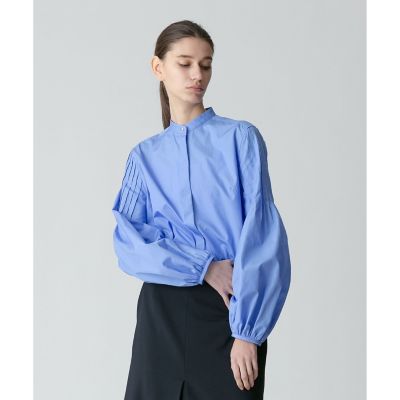 アルアバイル　allureville 綿ブロード袖ピンタックブラウス　ブルー美品 綿ブロード袖ピンタックブラウス | allureville (Women)/アルアバイル