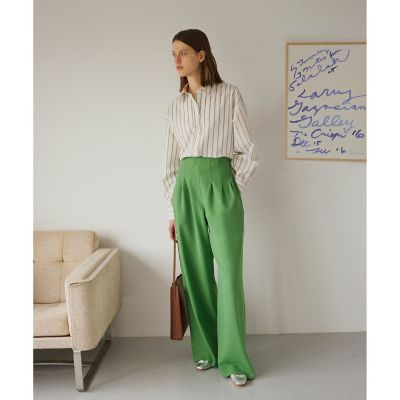 ＜allureville (Women)＞トリムストライプバックタックシャツ