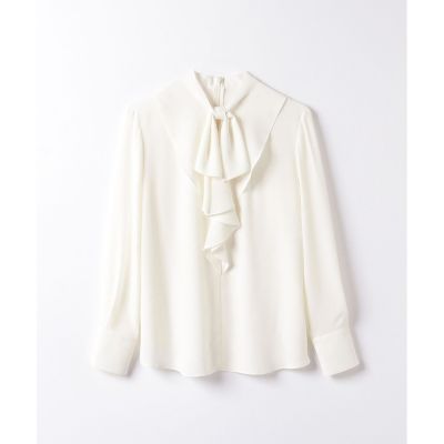 新品タグ付 アルアバイル Wジョーゼット ノットブラウス ネイビー