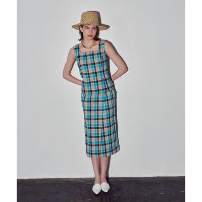 【セットアップ対応可能】チェックスクエアスリーブレスプルオーバー