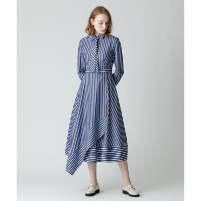 ストライプアシメフレアシャツワンピース | allureville (Women  