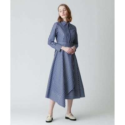 アルアバイル　24SS ストライプアシメフレアシャツワンピース ストライプアシメフレアシャツワンピース | allureville (Women