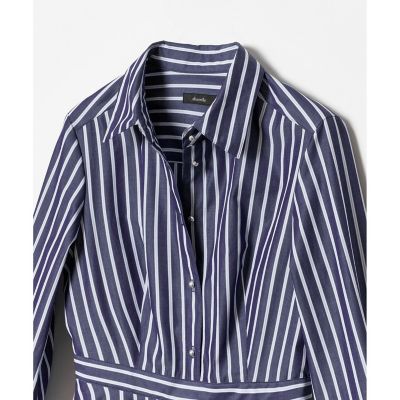 アルアバイル　24SS ストライプアシメフレアシャツワンピース ストライプアシメフレアシャツワンピース|allureville OFFICIAL