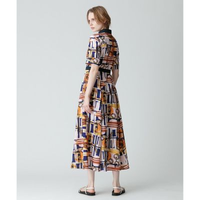 モダンアートプリントハーフスリーブシャツワンピース | allureville