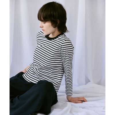 ＜allureville (Women)＞リンガーボーダープルオーバー