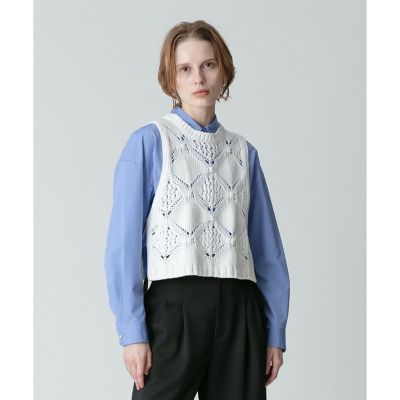 ほぼ未使用✨️23AW　アドーア　ファンシーツイードジレ　フリンジ　刻印　38 新品◇幻◇アドーアADORE◇ファンシーツイードジレ◇ホワイト