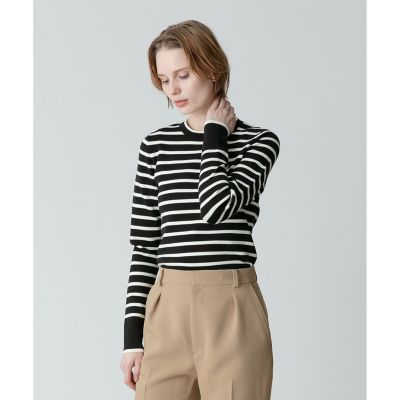 ＜allureville (Women)＞コットンスムースボーダープルオーバー