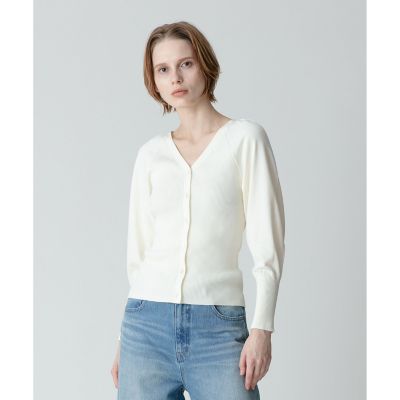 ＜allureville (Women)＞ラグランパフスリーブリブカーディガン