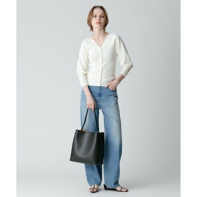 24SS アルアバイル　ラグランパフスリーブ　リブ　カーディガン　紺　ネイビー allureville - 24SS アルアバイル ラグランパフスリーブ リブ