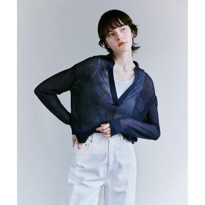 ＜三越伊勢丹/公式＞ allureville (Women)/アルアバイル シアーカノコスキッパーネック プルオーバー 65ネイビー トップス【三越伊勢丹/公式】