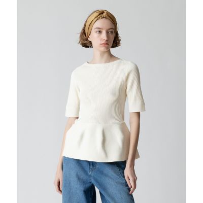 ＜allureville (Women)＞ホールガーメント５分袖ペプラムプルオーバー