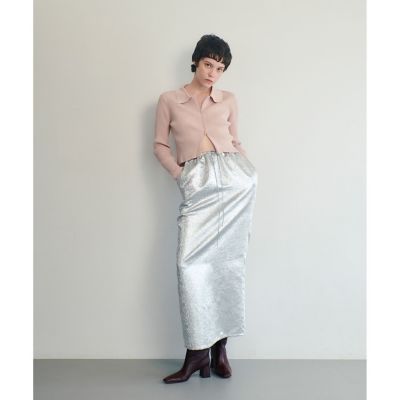 ＜allureville (Women)＞メタリックジャガードナロースカート