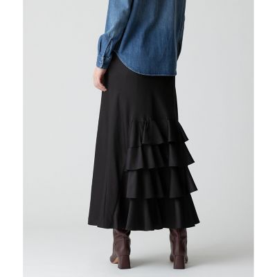 新入荷 ソフトサテンバックフリルナロースカート (Women allureville | スカート