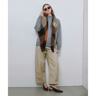 フェイクレザーフロントシームパンツ