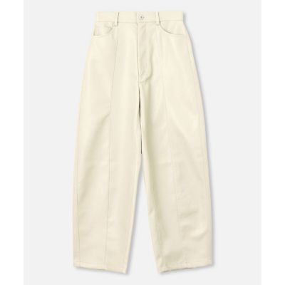 フェイクレザーフロントシームパンツ