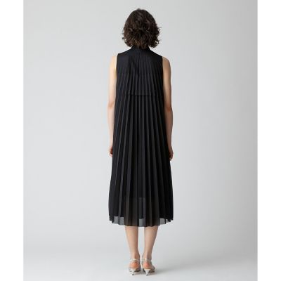 ebure トリアセコットンオーガンジー プリーツブルーワンピース 23SS/75,900円】ebureトリアセコットンオーガンジーワンピース38