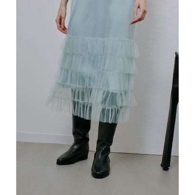 チュールフリルティアードワンピース