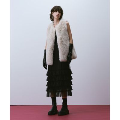 チュールフリルティアードワンピース