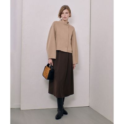 allureville Wリバースタンドカラーショートコート　ベージュ Wリバースタンドカラーショートコート|allureville OFFICIAL