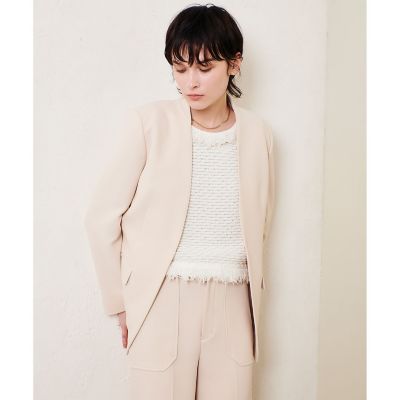 ＜allureville (Women)＞マットストレッチノーカラージャケット