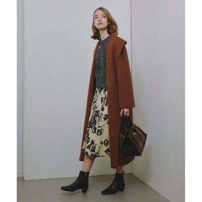 【1330】アナイ系列アルアバイル　モノフロッキータックフレアスカート　黒 モノフロッキータックフレアスカート | allureville (Women