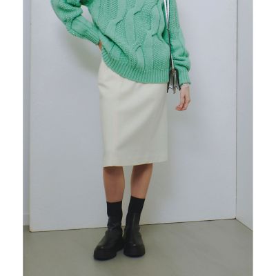 【SALE】allureville (Women)/アルアバイル ハードメルトンスムースミディスカート 02オフホワイト ひざ丈スカート【三越伊勢丹/公式】