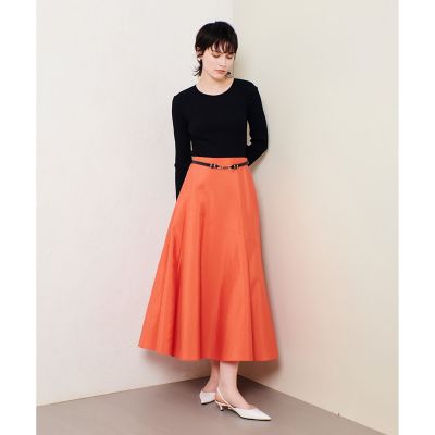 オーガンジー切替フレアスカート