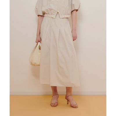 【SALE】allureville (Women)/アルアバイル マットタフタアンイーブンタックスカート 12Lベージュ ひざ丈スカート【三越伊勢丹/公式】