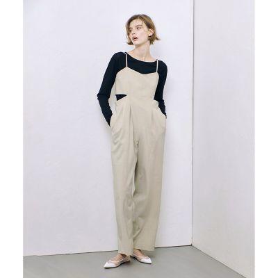 週末お値下げ中【2025春夏】　ストレッチトロサロペットパンツ ストレッチトロサロペットパンツ | allureville (Women