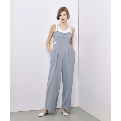 週末お値下げ中【2025春夏】　ストレッチトロサロペットパンツ ストレッチトロサロペットパンツ | allureville (Women