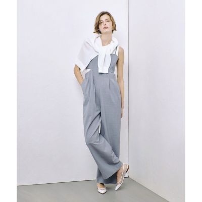 週末お値下げ中【2025春夏】　ストレッチトロサロペットパンツ ストレッチトロサロペットパンツ | allureville (Women