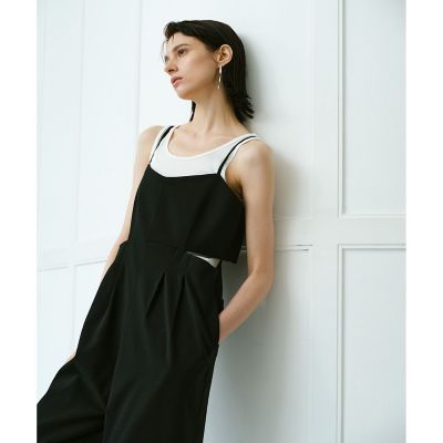週末お値下げ中【2025春夏】　ストレッチトロサロペットパンツ ストレッチトロサロペットパンツ | allureville (Women