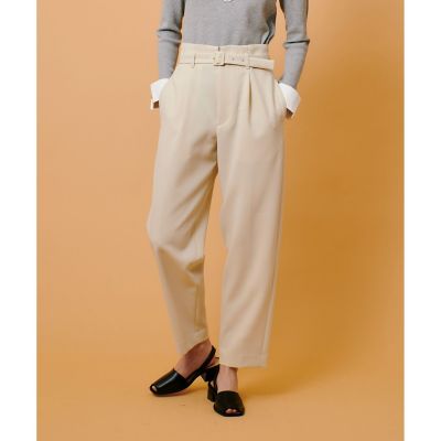 ダブルクロスベルト付タックパンツ