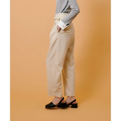 ダブルクロスベルト付タックパンツ