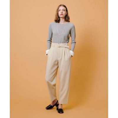 ダブルクロスベルト付タックパンツ