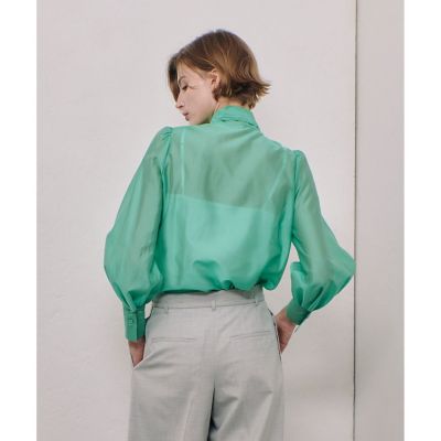 新品✨25SS✨アルアバイル オーガンザボウブラウス シアーシャツ ボータイ 黒 オーガンザボウブラウス（シャツ/ブラウス）｜allureville