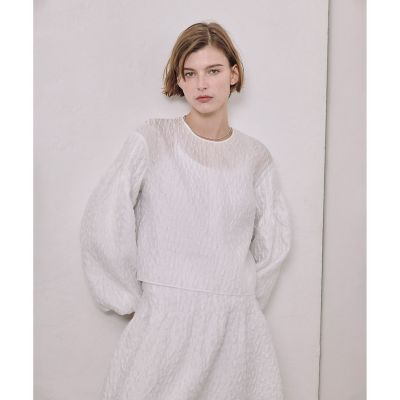 SALE 美品　ohga ジャガードブラウス　グレー オンラインファッション - ohga ジャガード トップス ブラウス