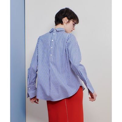 ストライプロールネックプルオーバー／シャツ