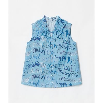 アルアバイルフリルブラウスライトブルー美品 フロントフリルノースリブラウス|allureville OFFICIAL SITE