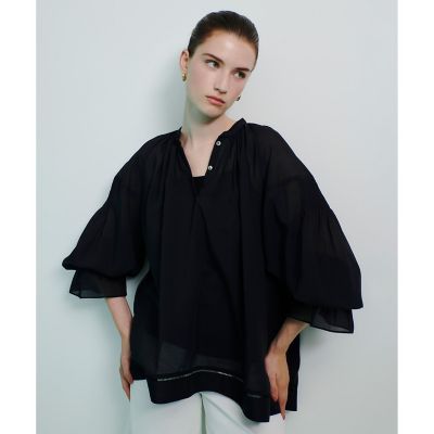 allureville (Women)/アルアバイル ソフトオーガンジーブラウス 95ブラック トップス【三越伊勢丹/公式】