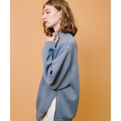 希少⭐︎EAUVIREオーヴィル⭐︎アシンメトリートップス　38 ボンディングアシンメトリーZIP プルオーバー | allureville (Women