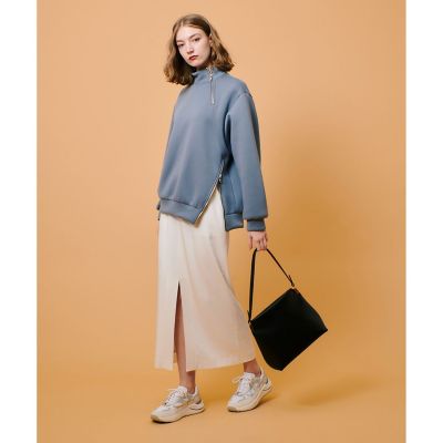 ダブルクロスミニマルアシンメトリープルオーバー ボンディングアシンメトリーZIP プルオーバー|allureville OFFICIAL
