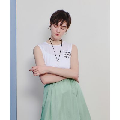 ＜allureville (Women)＞サイドロゴノースリーブＴシャツ