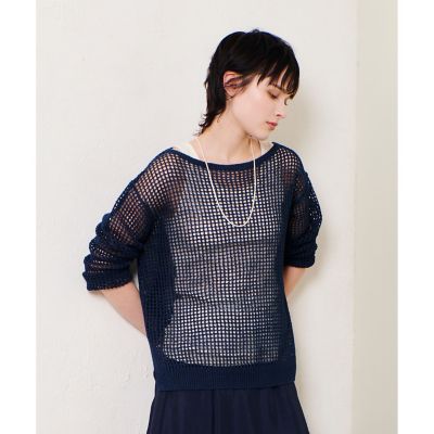 リネンコードメッシュプルオーバー