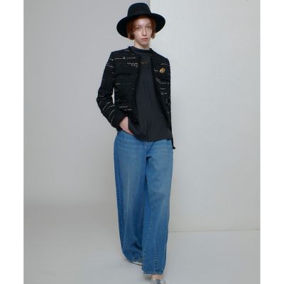 allureville ツイードジャケット ブラック　サイズ1 allureville（アルアバイル） ジャケット ノーカラージャケット ジオ