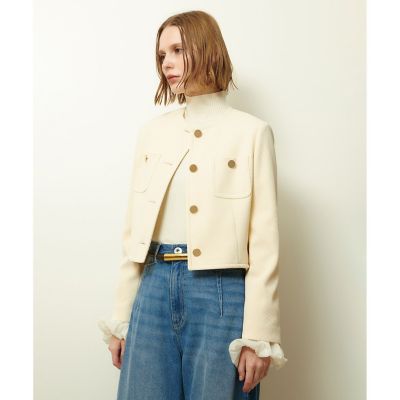 【試着のみ】 ボールジィ ミラノリブフロントオープン ノーカラージャケット セール】 ミラノリブ フロントオープンジャケット （ノーカラー