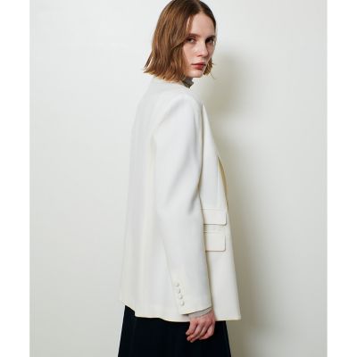 allureville ウールサキソニーフラップポケットジャケット アイボリー リオペルアシメフラップポケットジャケット|allureville OFFICIAL SITE ジャケット・アウター