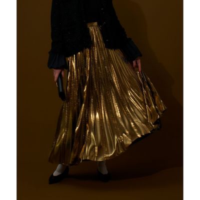 ＜allureville (Women)＞メタリック切替プリーツスカート